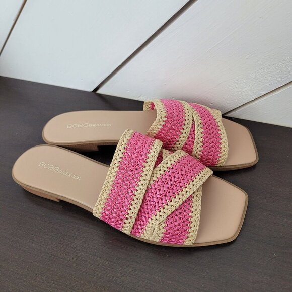 NEW BCBGeneration Womens Lileen Sandals Viva Pink, Light Tan Size 9.5 - Picture 2 of 8